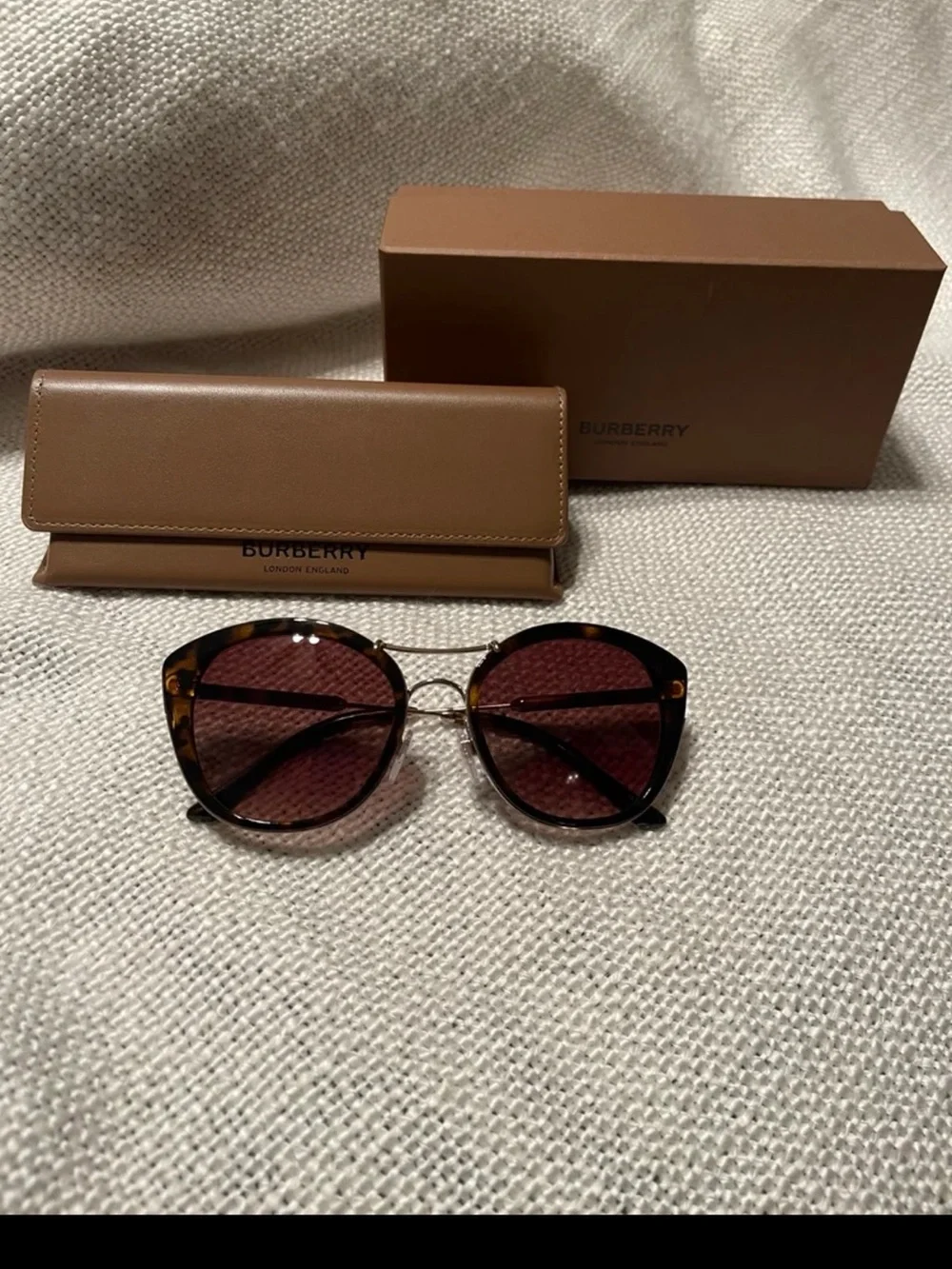 Burberry Tortoiseshell Frame Sunglasses with Brown Lenses
